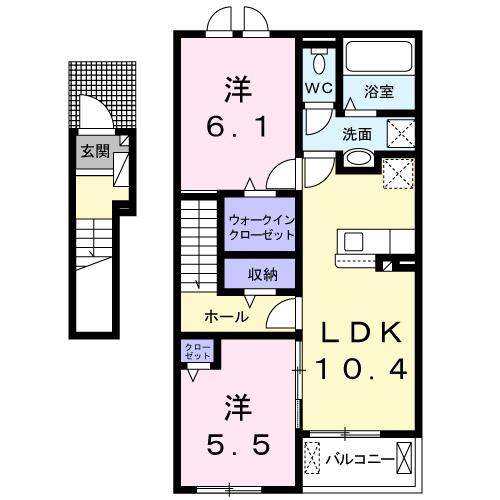 シンフォニア(2LDK/2階)の間取り写真