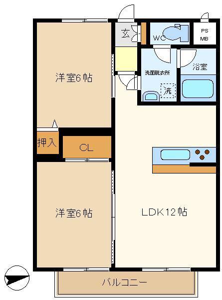 ホリスターマンション(2LDK/2階)の間取り写真