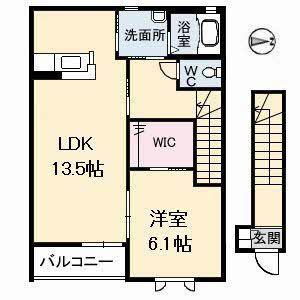 グランドール春日(1LDK/2階)の間取り写真