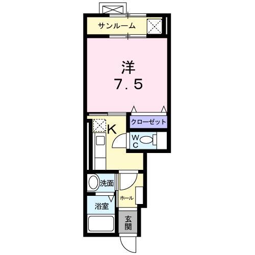 アン・ボヌール225(1K/1階)の間取り写真