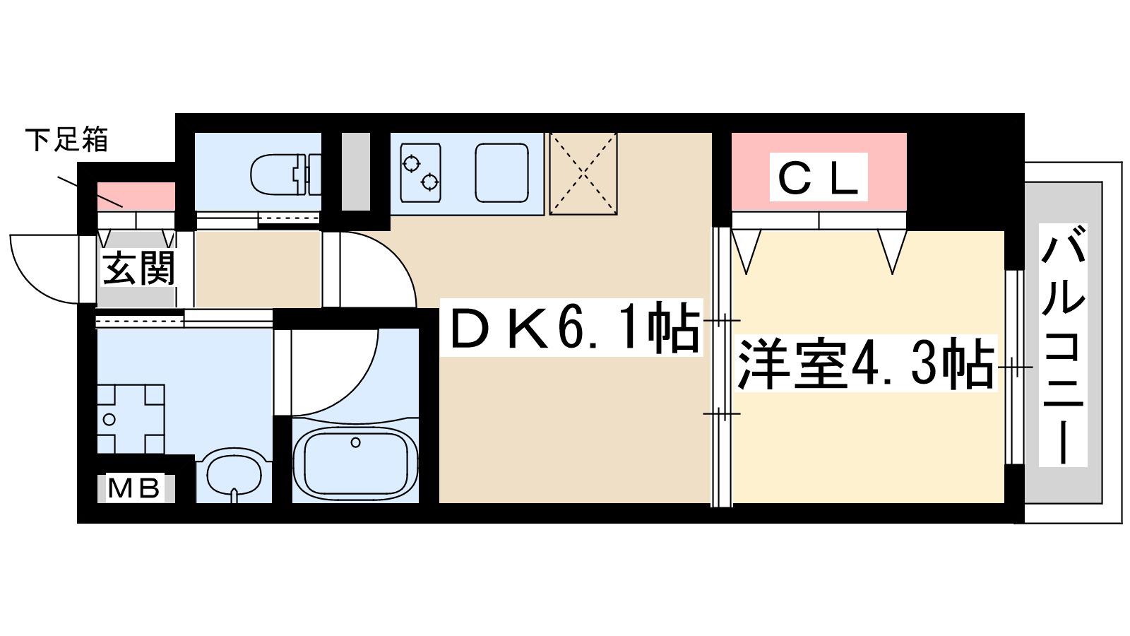 リッジガーデン江坂2(1DK/7階)の間取り写真
