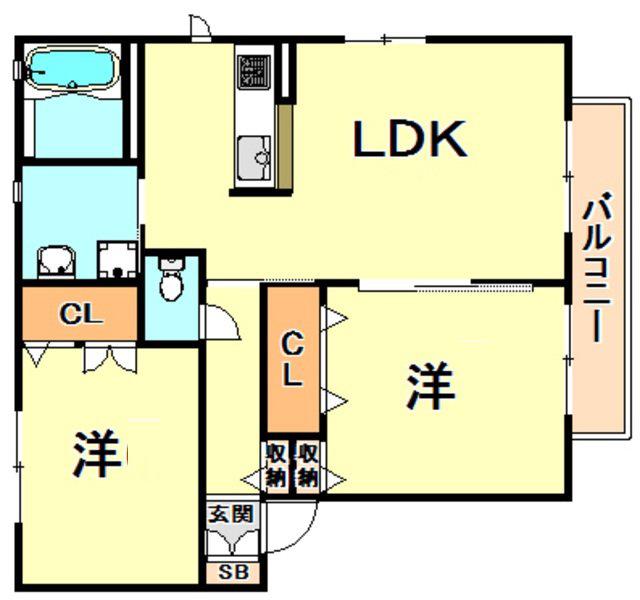 フェリース御影(2LDK/2階)の間取り写真
