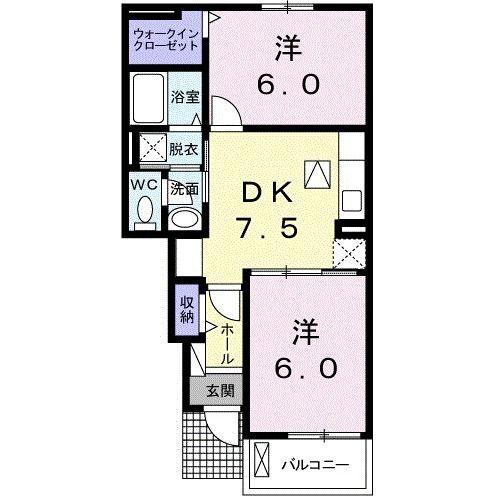アンソレイエ III号館(2DK/1階)の間取り写真