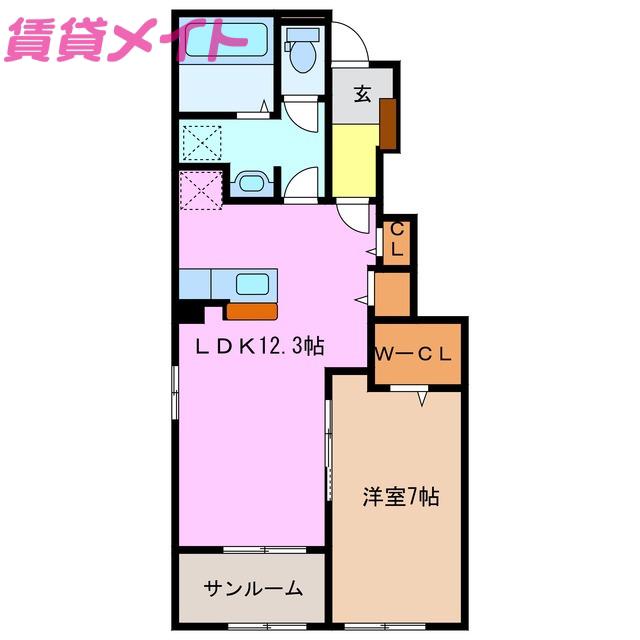 ディアレスト M(1LDK/1階)の間取り写真