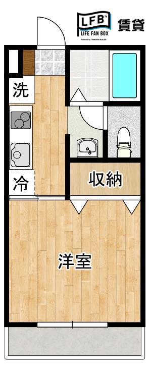アンデルセン・ミヤノA(1K/1階)の間取り写真