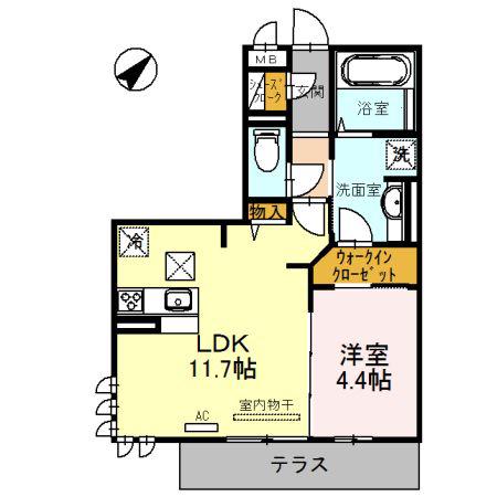 LALUCETY(1LDK/1階)の間取り写真