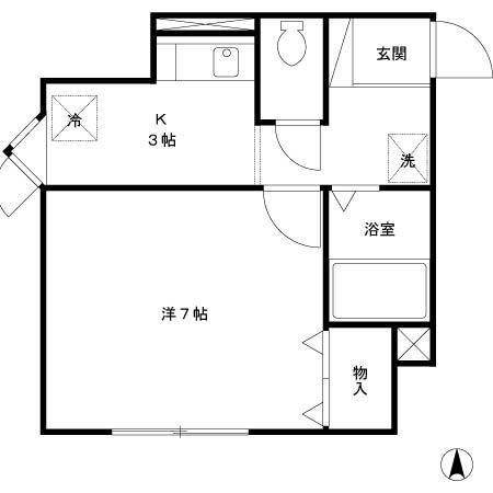 エストジオK(1K/1階)の間取り写真