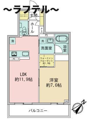 セルディーナ(1LDK/3階)の間取り写真
