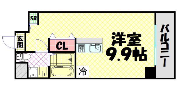 パウゼドーム前(ワンルーム/8階)の間取り写真