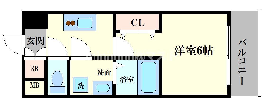 エスリードレジデンス大阪福島フロント(1K/6階)の間取り写真