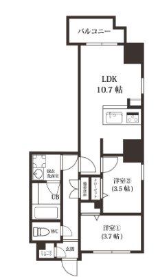 MODERN PALAZZO博多BAY(2LDK/4階)の間取り写真