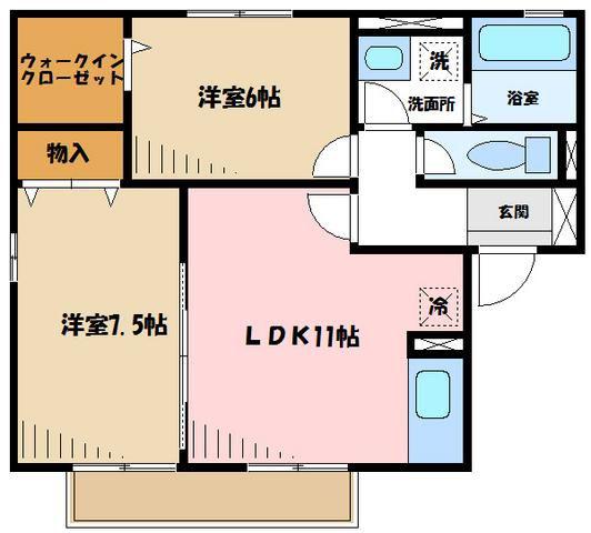 ウィルモアK I・II(2LDK/2階)の間取り写真