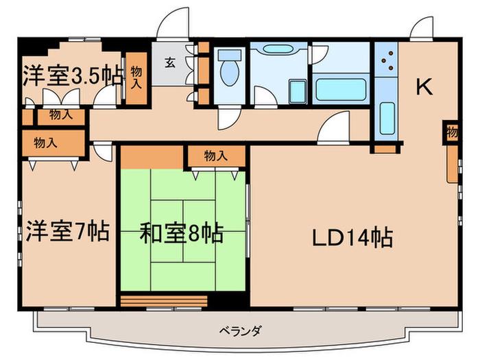 アムール虹ヶ丘(3LDK/7階)の間取り写真