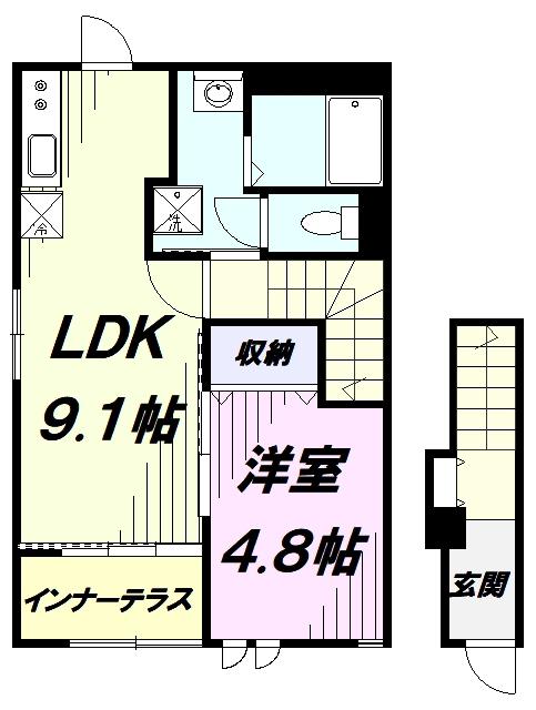 グランプラム(1LDK/2階)の間取り写真