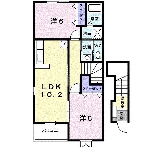 ベェル ヴェル(2LDK/2階)の間取り写真