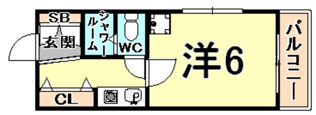 メゾン甲子園イースト(1K/4階)の間取り写真