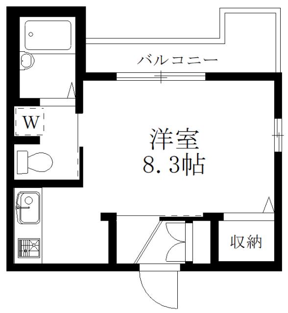 ライジングサン下馬(ワンルーム/3階)の間取り写真