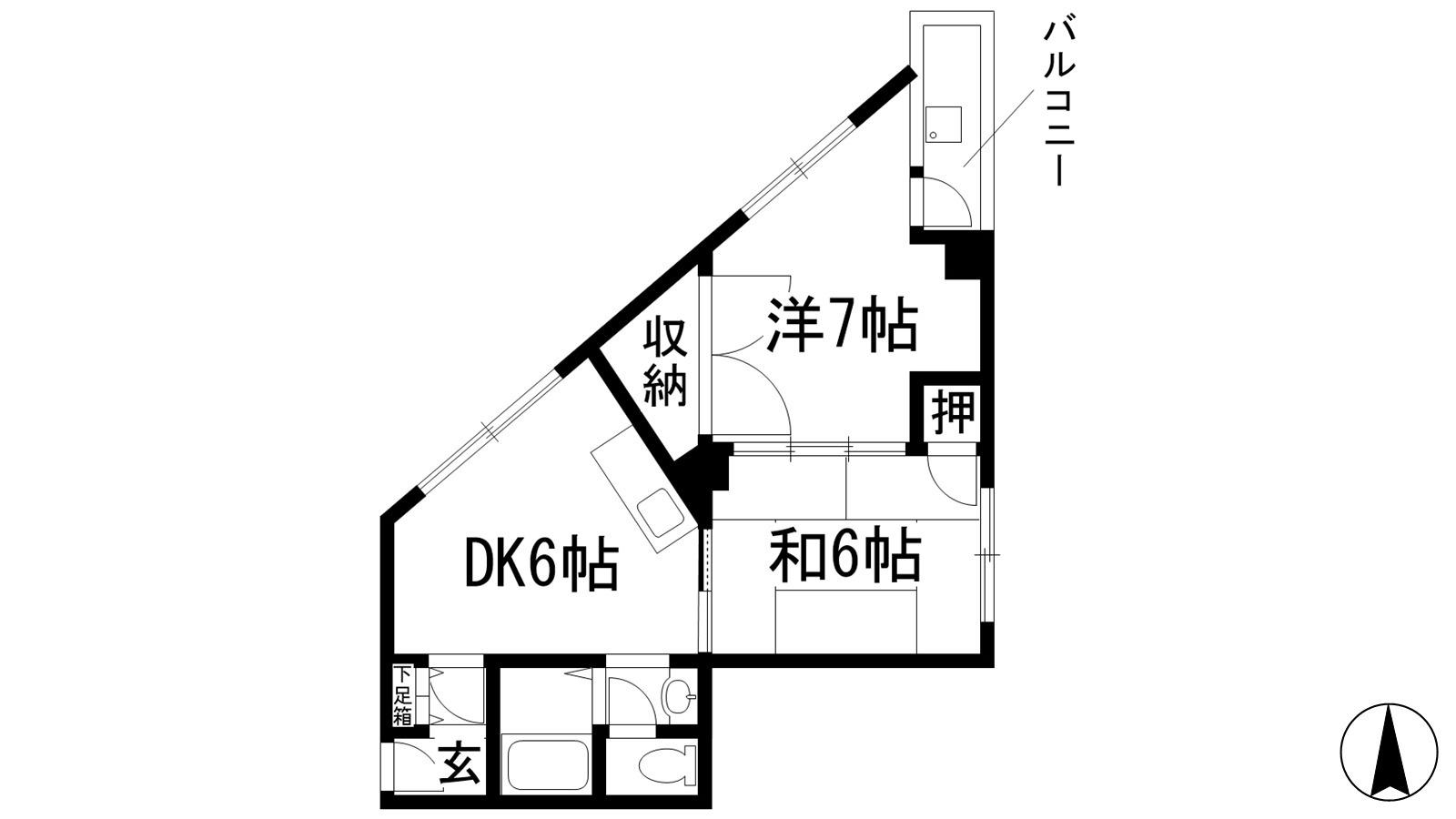 サニーサイドハイツ(2DK/3階)の間取り写真