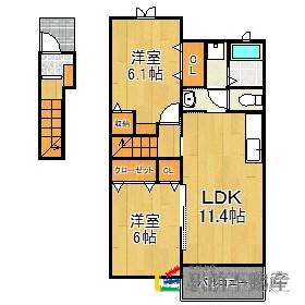 グリーンハイツ鷹取II(2LDK/2階)の間取り写真