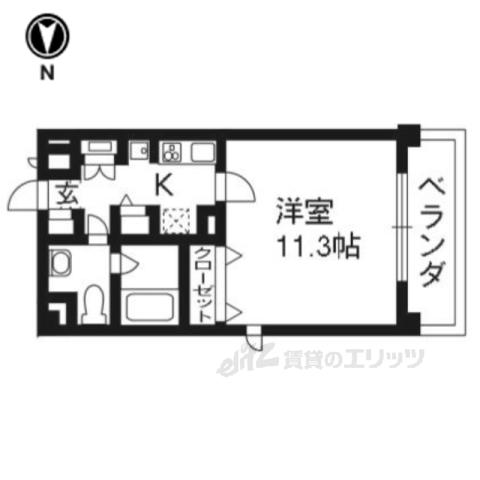 キアーラ御所(1K/2階)の間取り写真