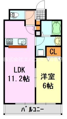 東ビル(1LDK/10階)の間取り写真
