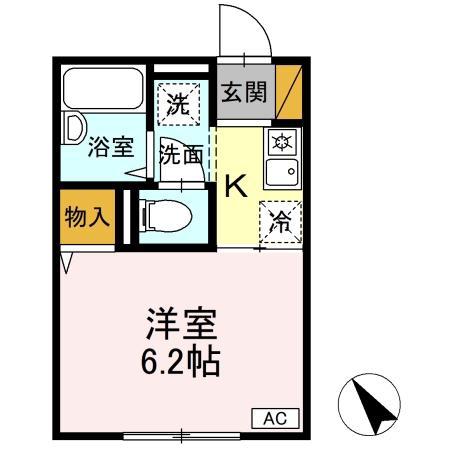 ウィステリア松戸(1K/1階)の間取り写真
