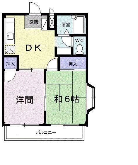 セジュール(2DK/2階)の間取り写真