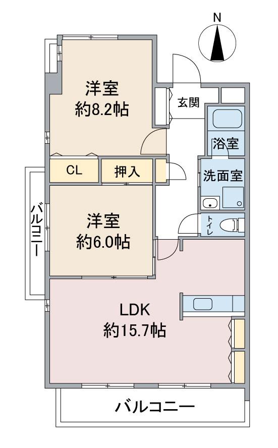 リアン東山(2LDK/2階)の間取り写真