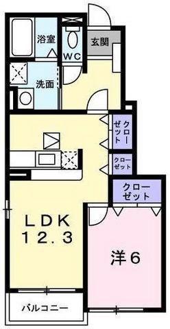 エアリーレジデンス(1LDK/1階)の間取り写真