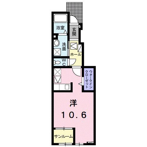 ル・クール I(ワンルーム/1階)の間取り写真