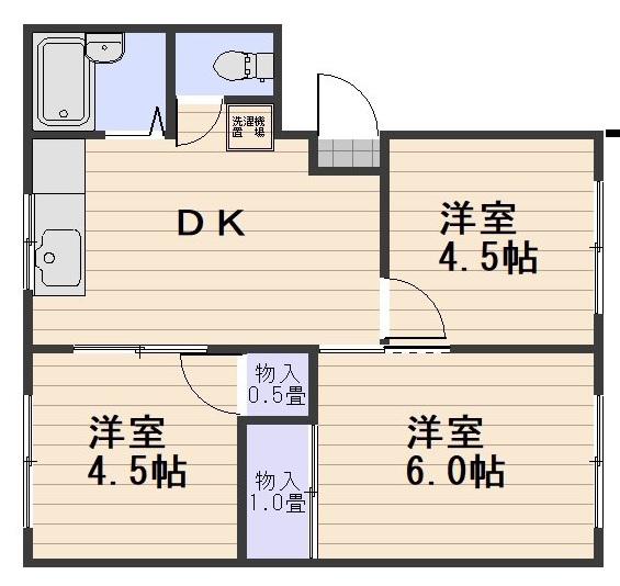 ニュー荒井荘A(2LDK/1階)の間取り写真