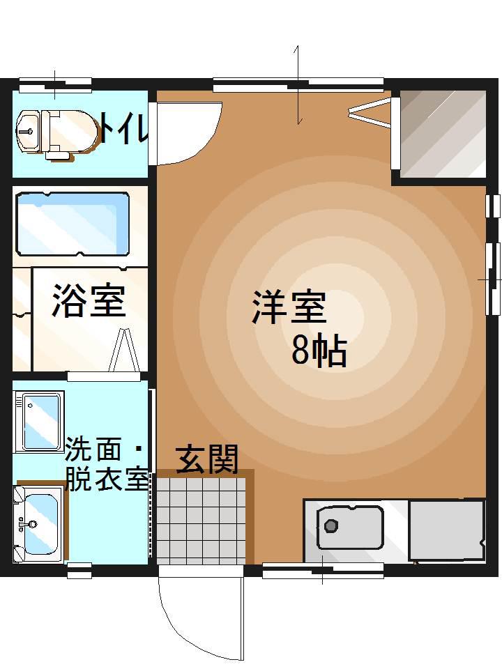 ベルウッド岩曽(ワンルーム/1階)の間取り写真