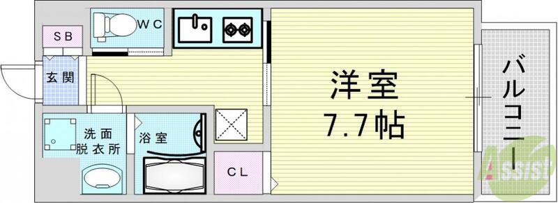 アール大阪リュクス(1K/2階)の間取り写真