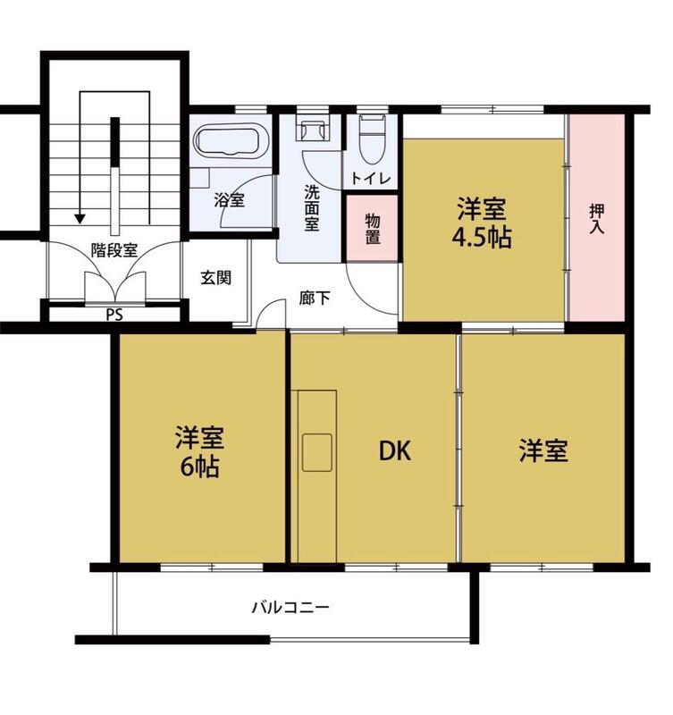 公団狭山5号棟(3DK/5階)の間取り写真