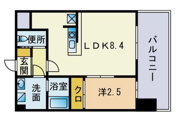 ドゥーエ赤坂(1LDK/4階)の間取り写真