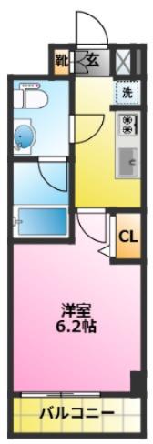 プレール・ドゥーク元住吉(1K/2階)の間取り写真