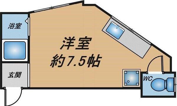 東二ハイツ(ワンルーム/5階)の間取り写真