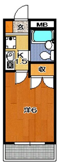 西山マンション(1K/2階)の間取り写真
