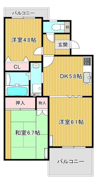 アーニス(2LDK/2階)の間取り写真