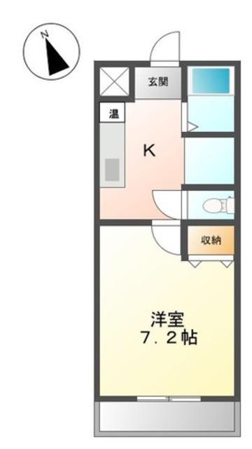 クレッセント(1K/1階)の間取り写真