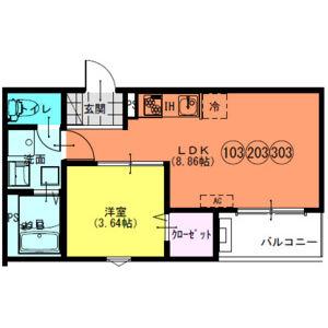 FSTYLE八尾北久宝寺(1LDK/1階)の間取り写真