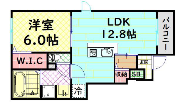 サウスフラワーII(1LDK/1階)の間取り写真