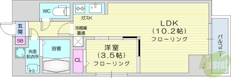 STADT LEBEN(1LDK/8階)の間取り写真