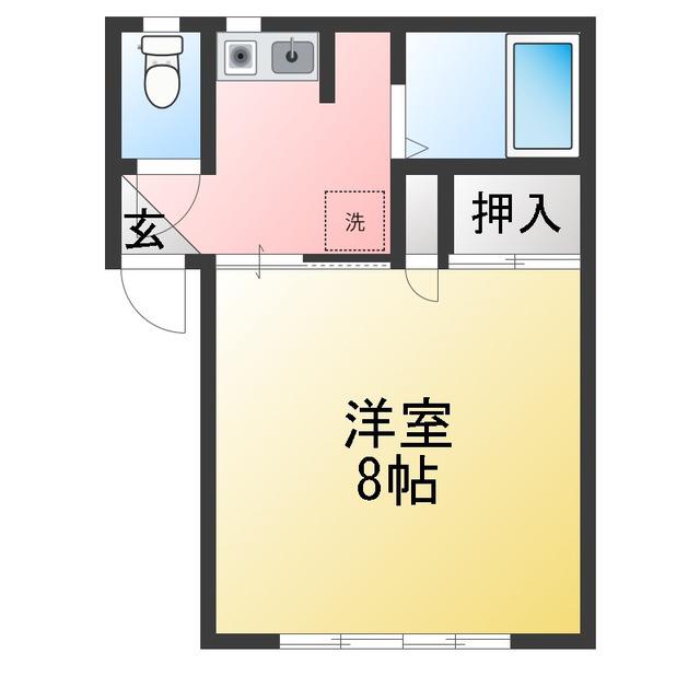 ハマシン狐ヶ崎マンション B(1K/1階)の間取り写真