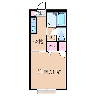 サンエクレール(1K/1階)の間取り写真