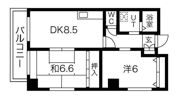 第2七耀マンション(2DK/5階)の間取り写真