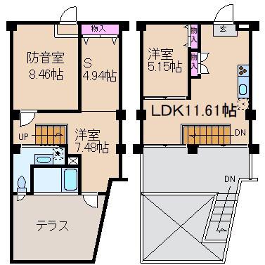 元住吉アートフラッツ(2SLDK/1階)の間取り写真