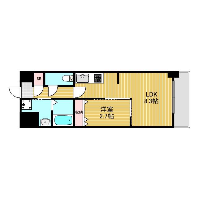 グランドステージ十三(1LDK/9階)の間取り写真
