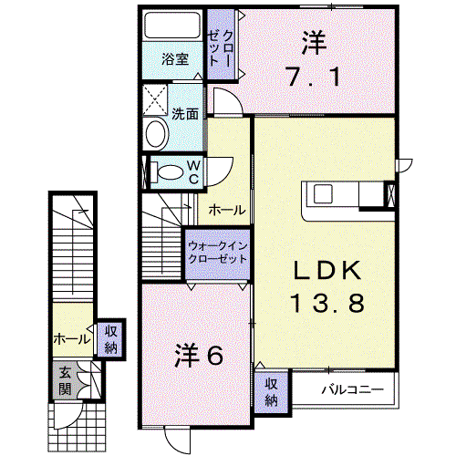 アヴェニュー(2LDK/2階)の間取り写真