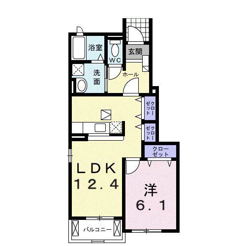フラーズソムA(1LDK/1階)の間取り写真
